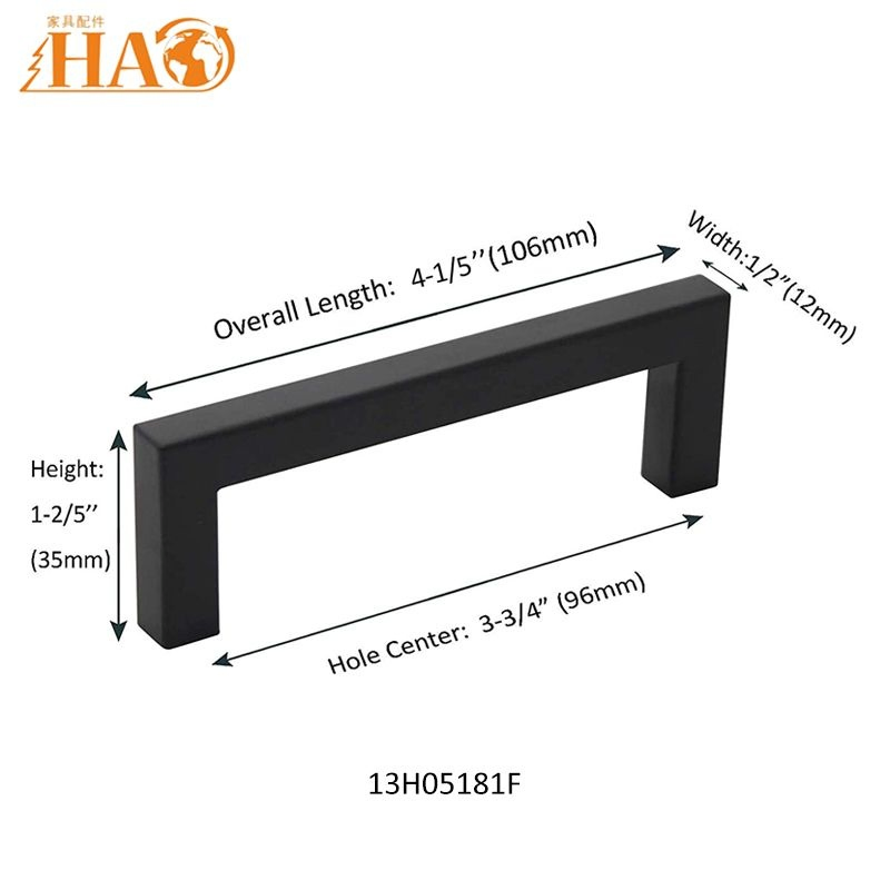 Black Matt SS201 Square Hollow Handle